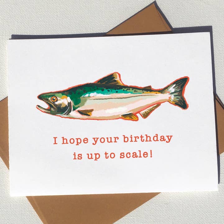 Salmon Birthday Card for wholesale by Yuma's Art Studio