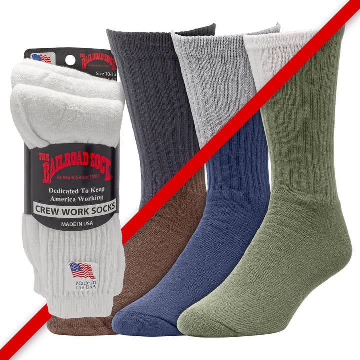 Men's Crew Work Socks (3pr) for wholesale by Railroad Sock llc