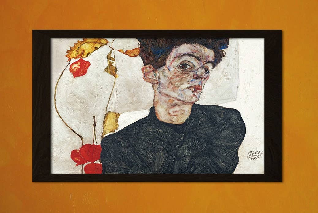 Vintage Wall Graphics – Engroshandel Plakat – Selvportræt med Physalis Egon Schiele Schiele Kunst Schiele0