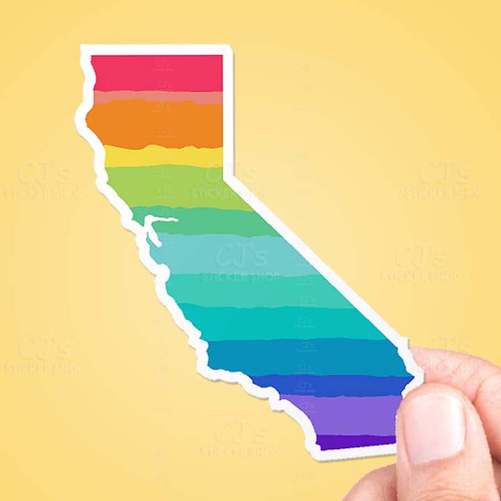 Autocollant en vinyle California Rainbow State pour la vente par CJ's Sticker Shop