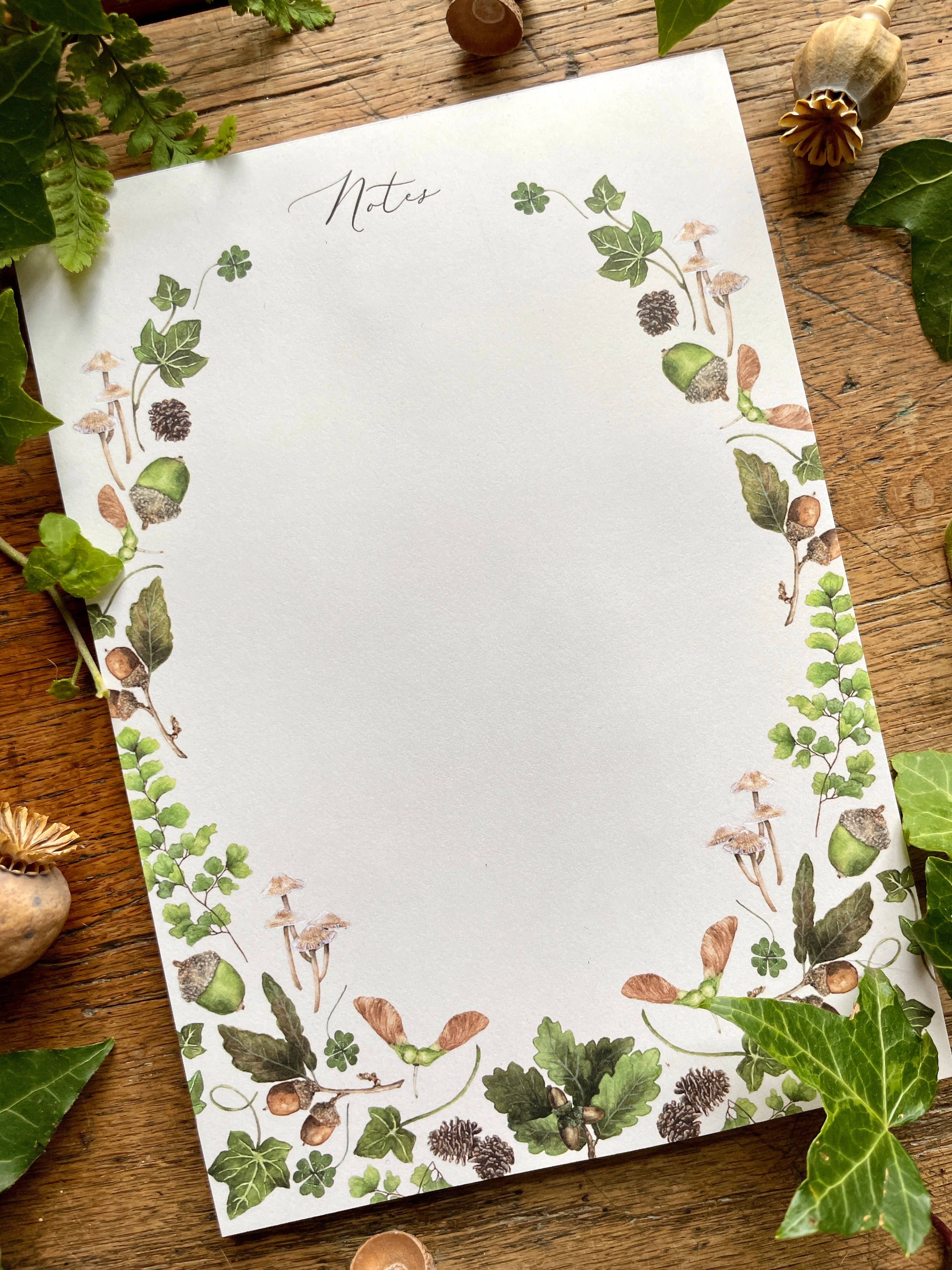 Georgiou Draws – wholesale Notepad – Natural Woodland Elements Botanical Watercolour Notepad2