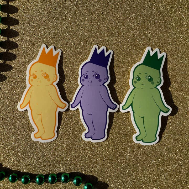 Mardi Gras King Cake Baby glänzende Aufkleberpackung für den Großhandel von BBall Y'all