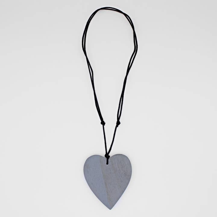 Gray Gabi Heart Wood Necklace for wholesale by Sylca Designs