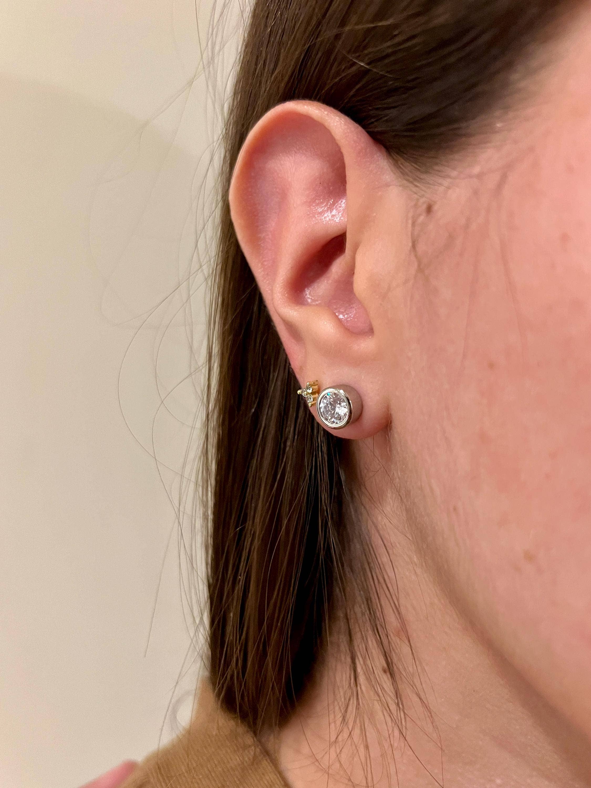 Elegant Jewels LLC - Wholesale Stud/Post Earrings - 2 CT Lab Grown Diamond Bezel Stud Earrings in 14K Gold6