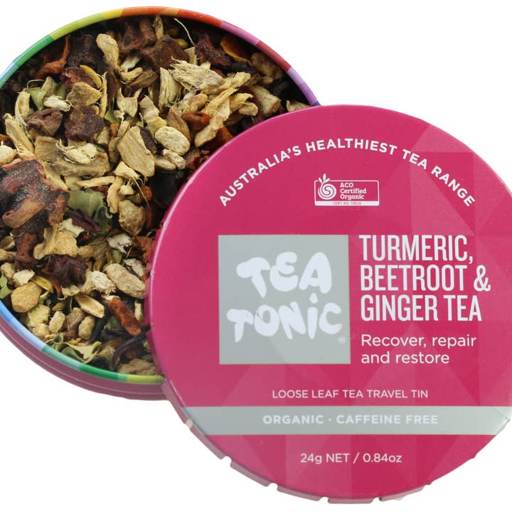 Turmeric, Beetroot & Ginger Tea Loose Leaf Travel Tin for wholesale by Tea Tonic