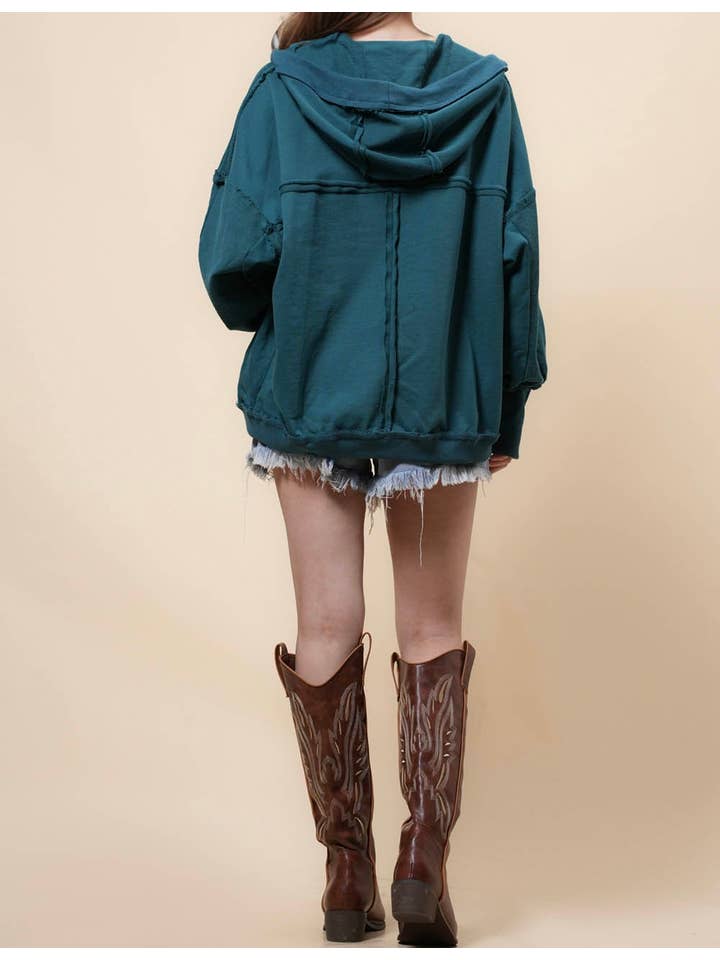 Sweetkama - Wholesale Jacket - Women's - Ladies Solid Color Hood Slouchy Jacket SKT5217