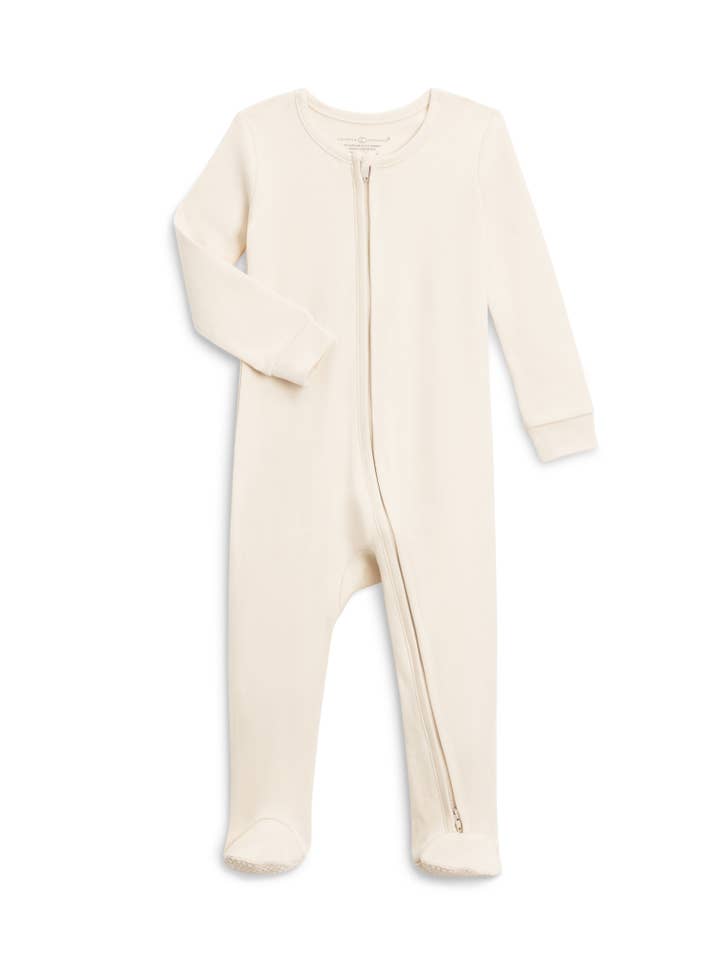 Colored Organics - Wholesale Sleepsuit - Baby - Organic Baby Peyton Zipper Sleeper - Natural