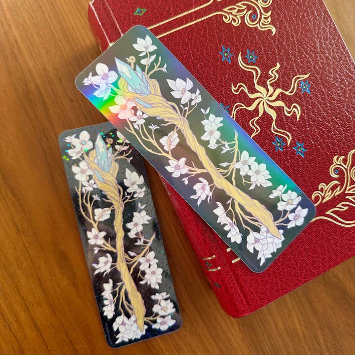 Jennifer Yung Art - Wholesale Bookmark - Fantasy Mystical Sword Wand Botanical Holographic Bookmark 9