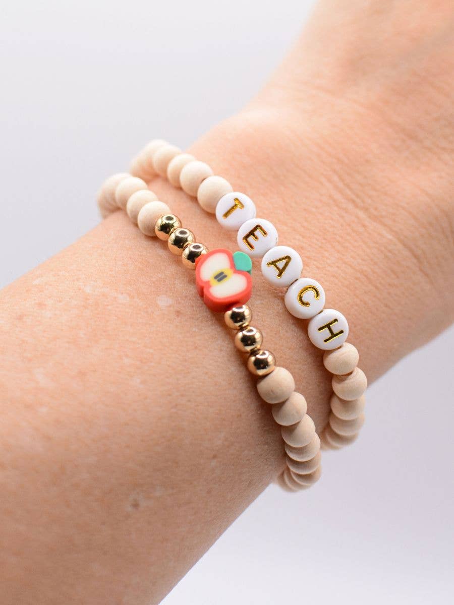 Two and Crew - Faith Based Jewelry & Gifts - Wholesale Beaded Bracelet - Wood Beaded TEACH Bracelet Set – Teacher Appreciation Gift9