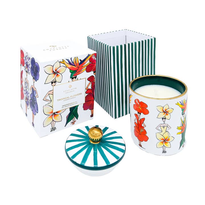TROPICAL FLOWERS SCENTED CANDLE for wholesale by Charlotte Posner
