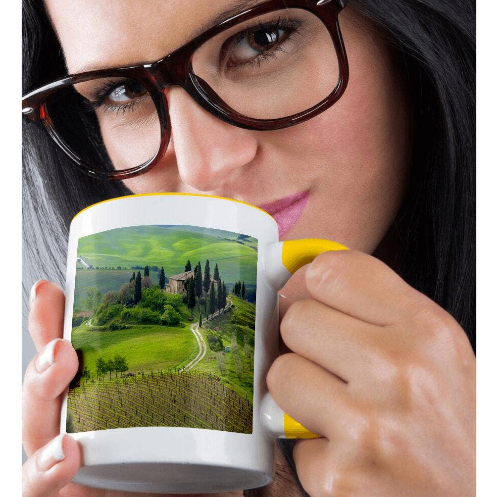 3dRose - Wholesale Coffee Mug - 3dRose, Italy, Val d Orcia. Il Belvedere farmhouse panoramic. , Mug1
