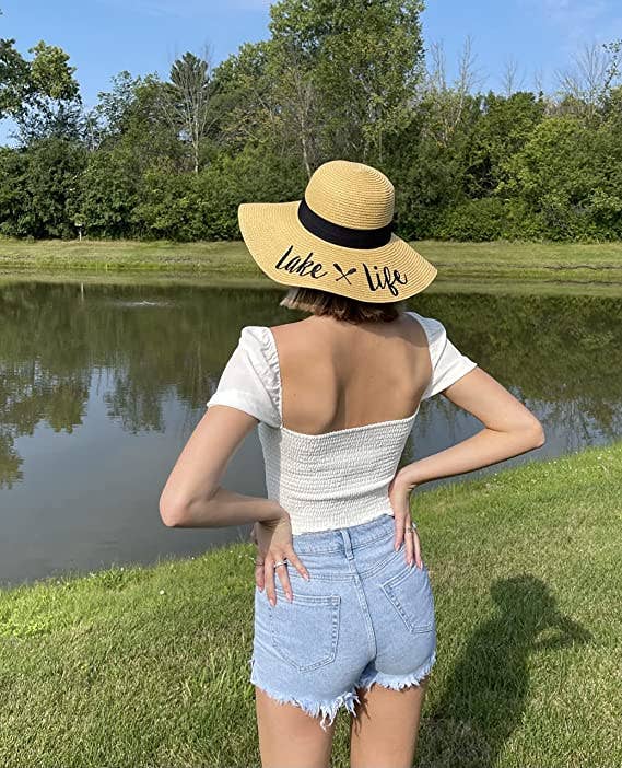 Funky Junque – Großhandel Strohhut – Damen – Bestickter Sonnenhut - Lake Life1