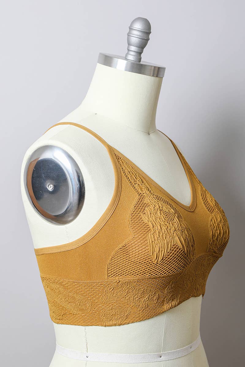 Leto Accessories - Wholesale Bralette - Women's - Chic Plus Size Textured Seamless Padded Brami19