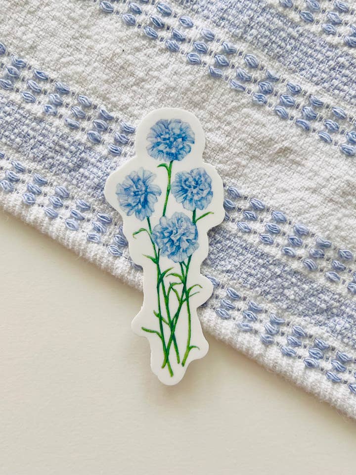 Blue Carnation Sticker for wholesale by Emilia Rose Artwork LLC