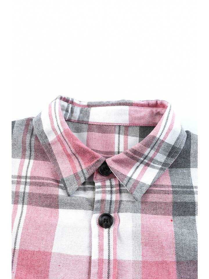 PRETTY BASH - Wholesale Button Down Shirt - Women's - Plaid Patch Pocket Buttoned Shirt16