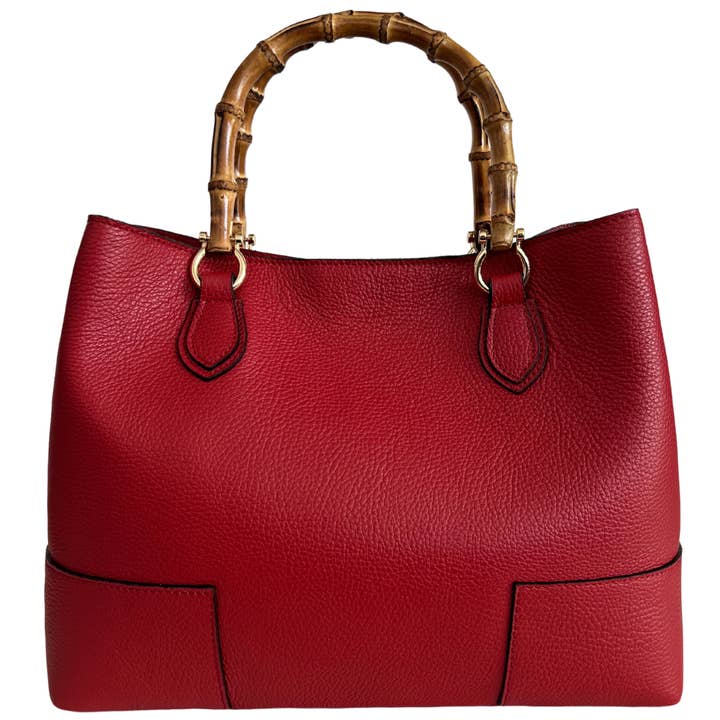 MODARNO - Wholesale Top Handle Bag - Women's - Modarno Women's Bag in Genuine Leather with Real Bamboo Hand3