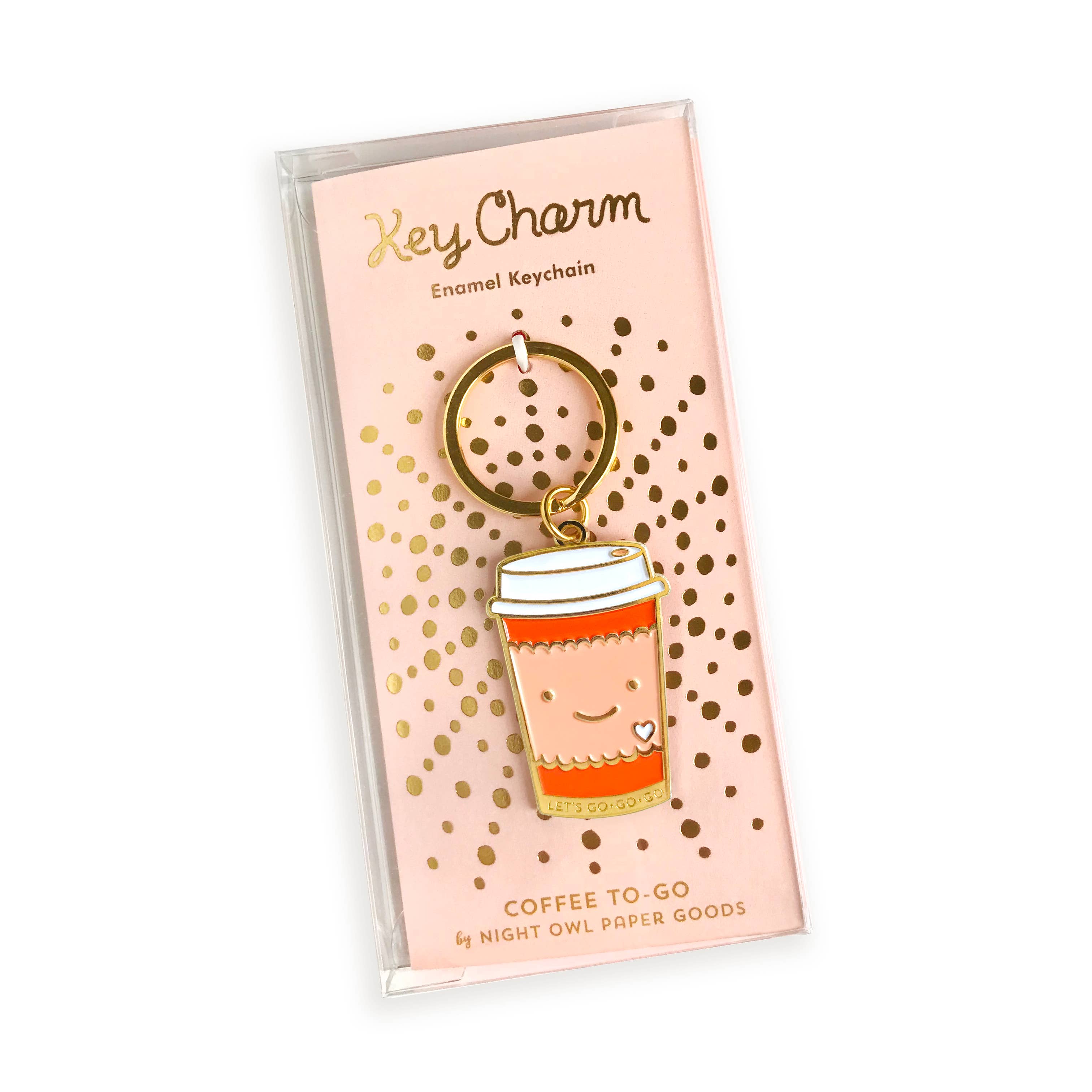 Night Owl Paper Goods - Wholesale Keychain – Women's - Coffee To Go Enamel Keychain1