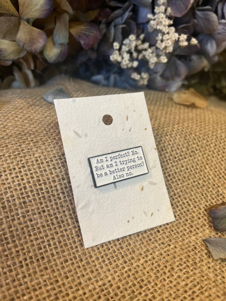 Enamel Pin - Am I Perfect? No. for wholesale by Scribe & Grow