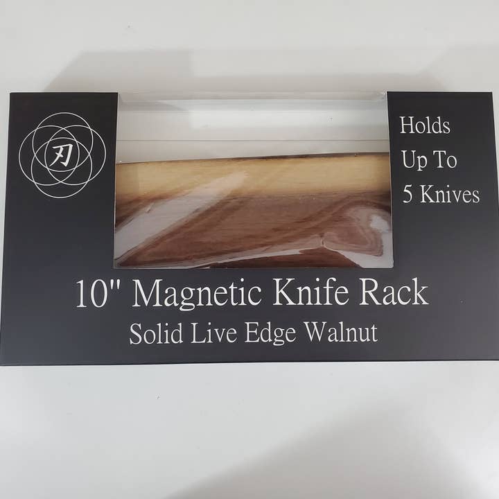 Confezione per la vendita al dettaglio Portacoltelli magnetico in noce con bordo vivo Canada per la vendita all'ingrosso da parte di Ikigai Knives