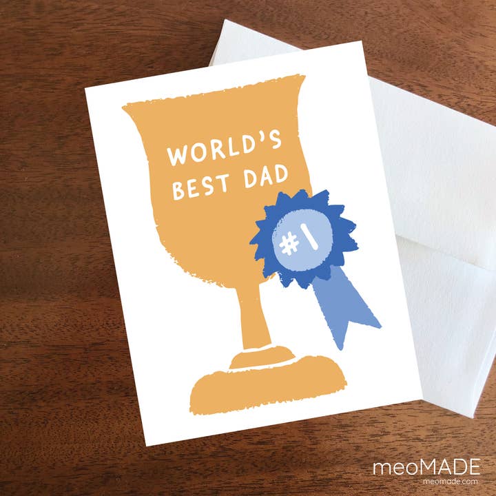 meoMADE - Wholesale Father's Day Card - Father's Day #1 Dad Trophy Greeting Card2