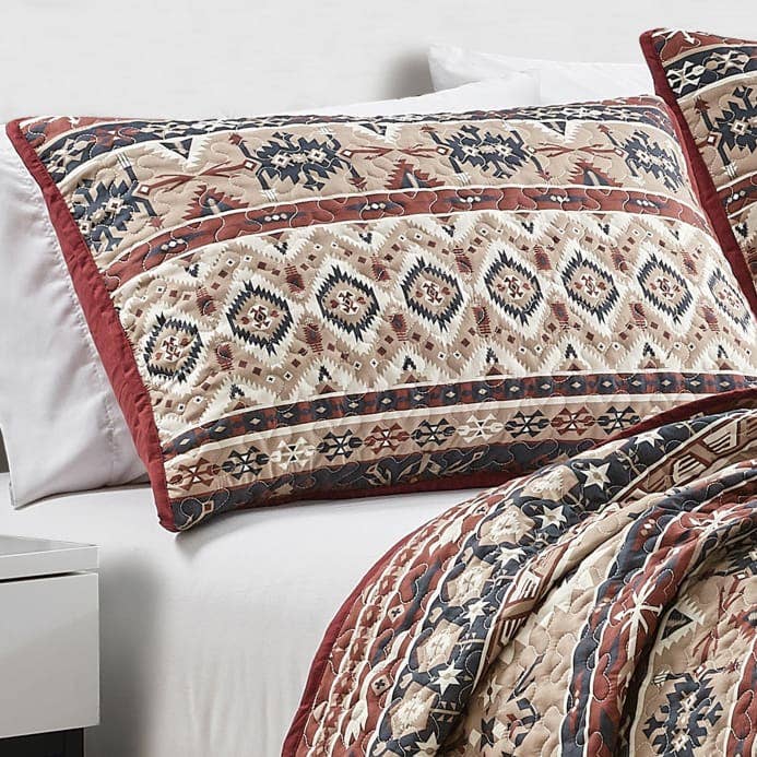 Linen Mart - Wholesale Bedding Set - Southwestern Maroon Desert Quilt Set