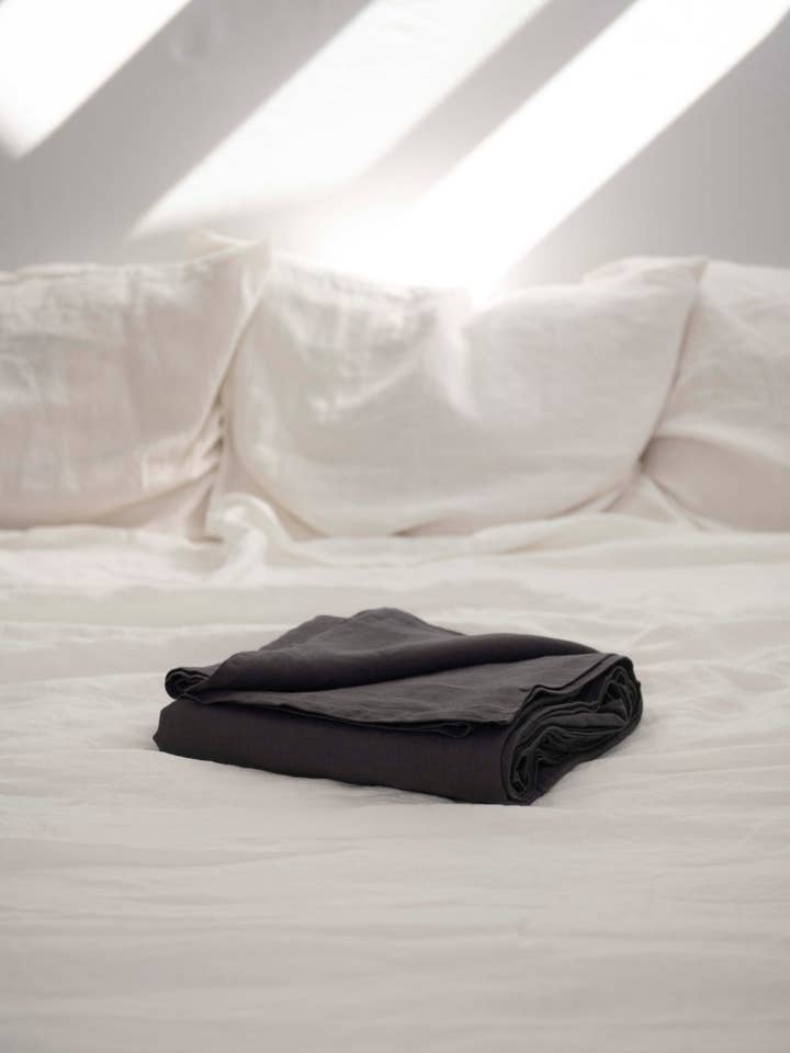 Linen flat sheet in Charcoal for wholesale by AmourLinen