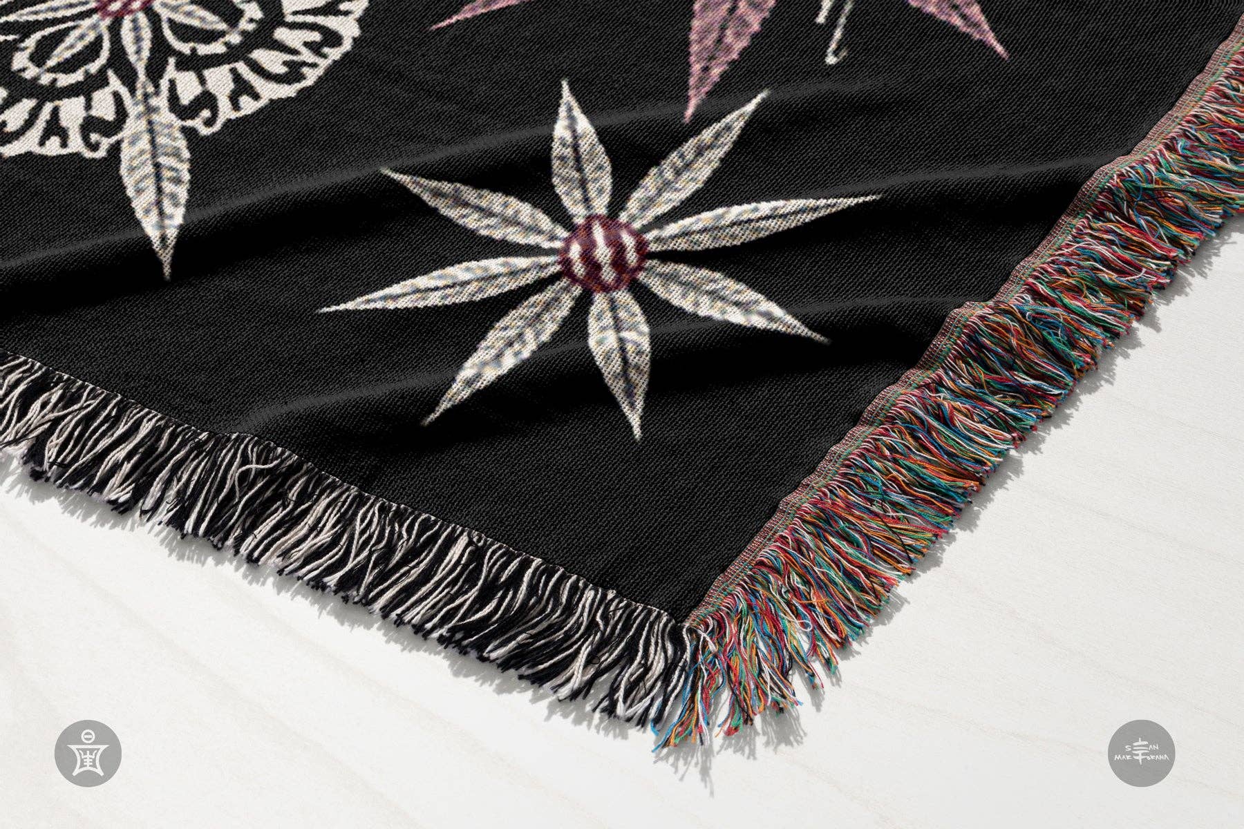 Sean Martorana - Wholesale Throw Blanket - IVI Cannabis and Poppy Floral Jacquard Woven Blanket3