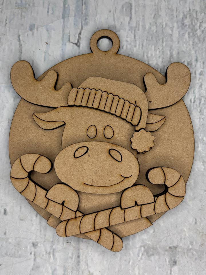 Christmas candy cane Ornament moose for wholesale by Rustic Home Co LLC