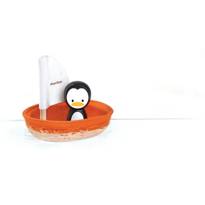 Little Concepts Distribution Ltd – wholesale Bath toy – Baby – Sailing Boat Penguin Wooden Bath Toy PlanToys3