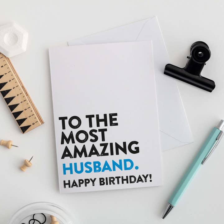 Most Amazing Husband Birthday Card for wholesale by A is for Alphabet Ltd