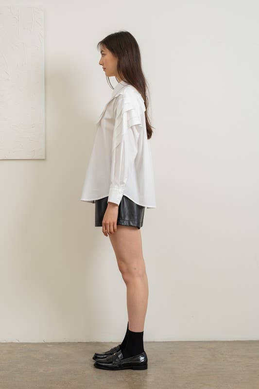 Heyson – wholesale Buttoned-down shirt – Women's – LT1065 Elegant Layered White Blouse2