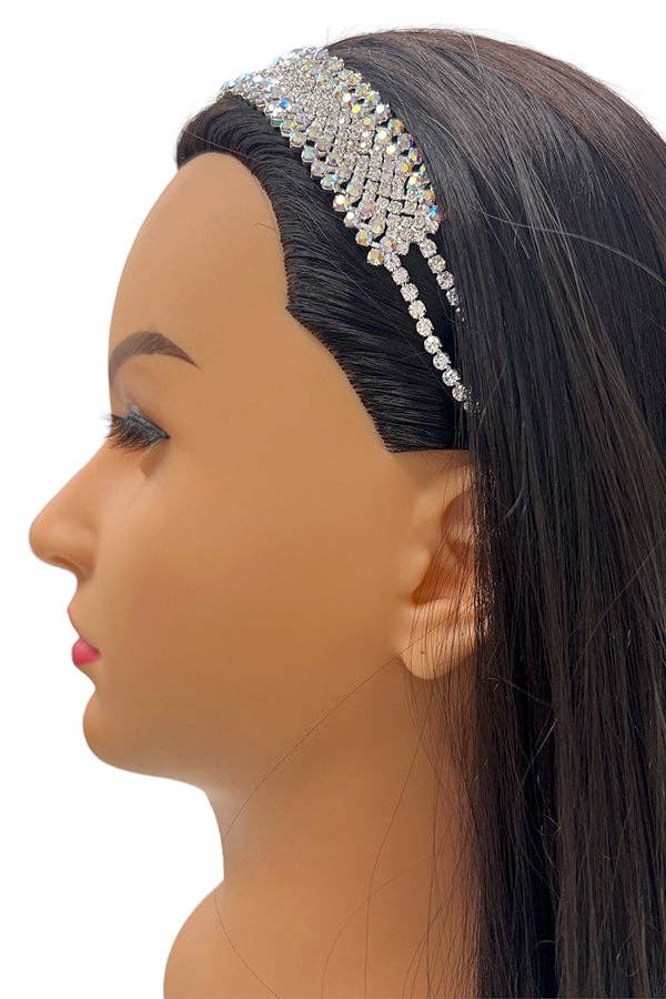 Clear Ab Zig zag Pattern Rhinestone Headband for wholesale on Faire0
