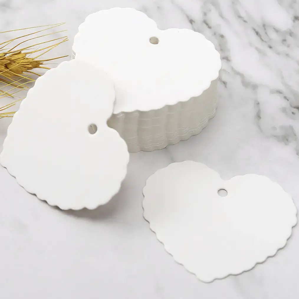 ByHome - Wholesale Gift Tag - 100pcs, 2.4x2" white black heart LOVE blank kraft paper tag 2