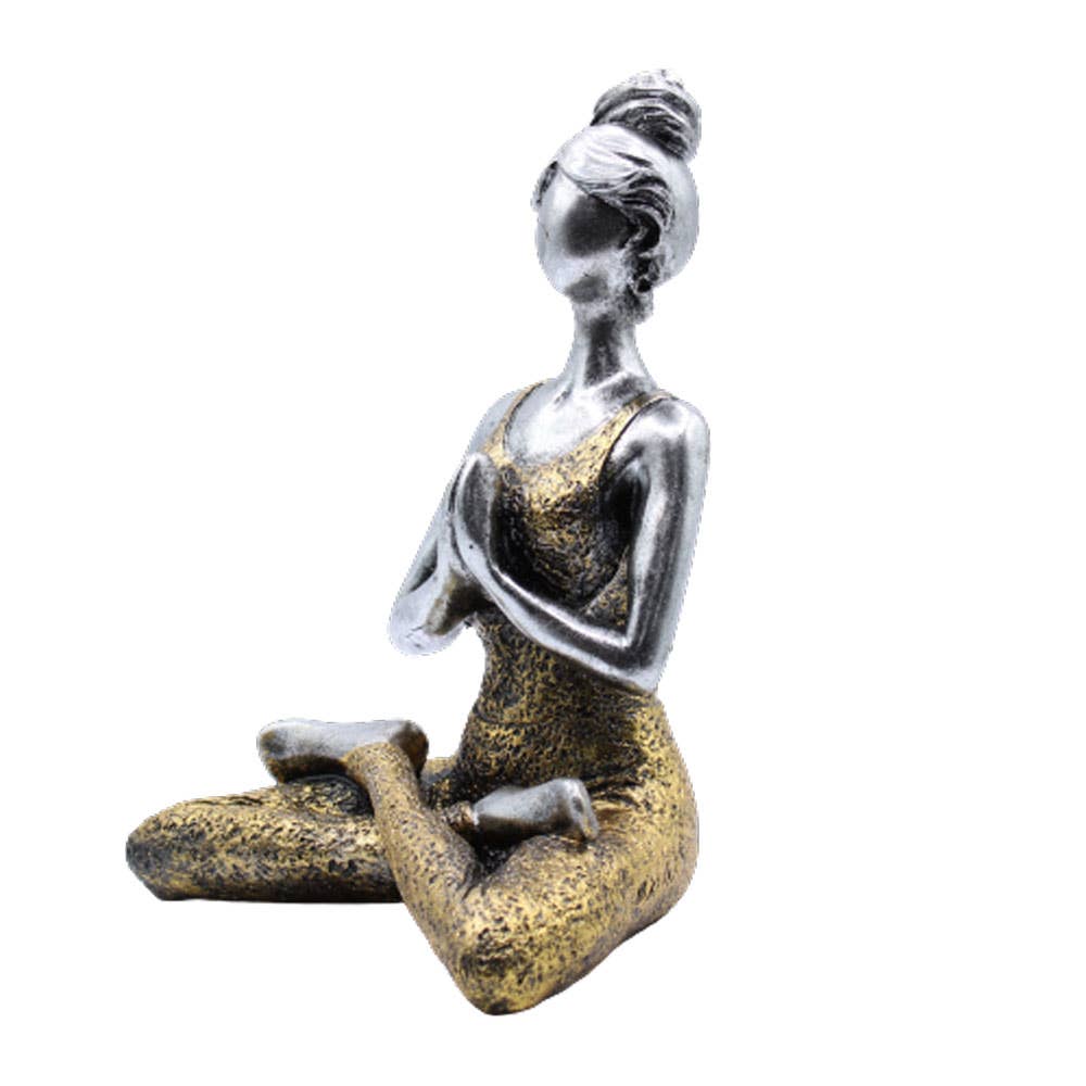 AWGifts Europe - Wholesale Decoratief beeldje - Beeldje yoga dame - zilver en goud, 24 cm1