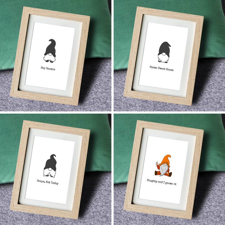 Witty Words - Cards and Wall Art - Wholesale Picture Frame - 4 in 1 Gnome & DIY Display with Storage - Frame Set4