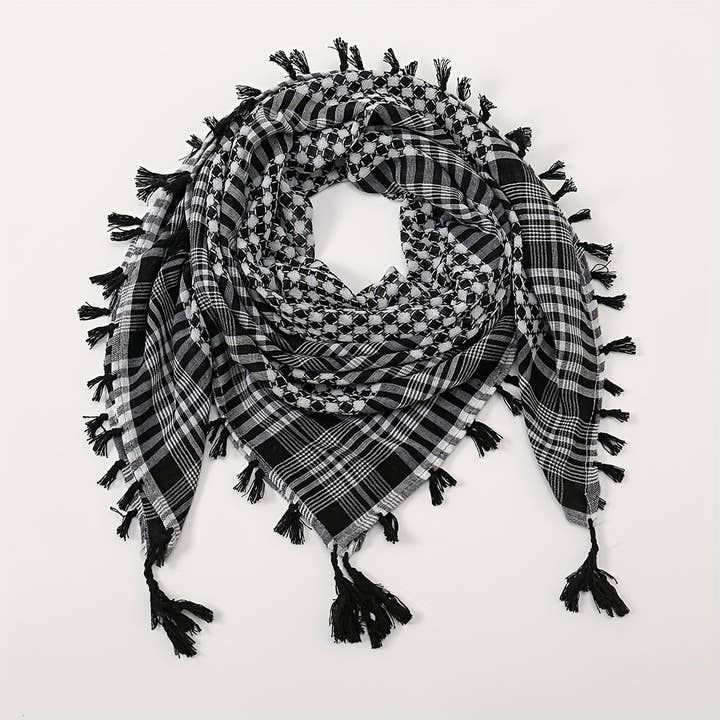 Ecovear - Wholesale Scarf - Men's - Arabesque Plaid Tassel Scarf for Men14