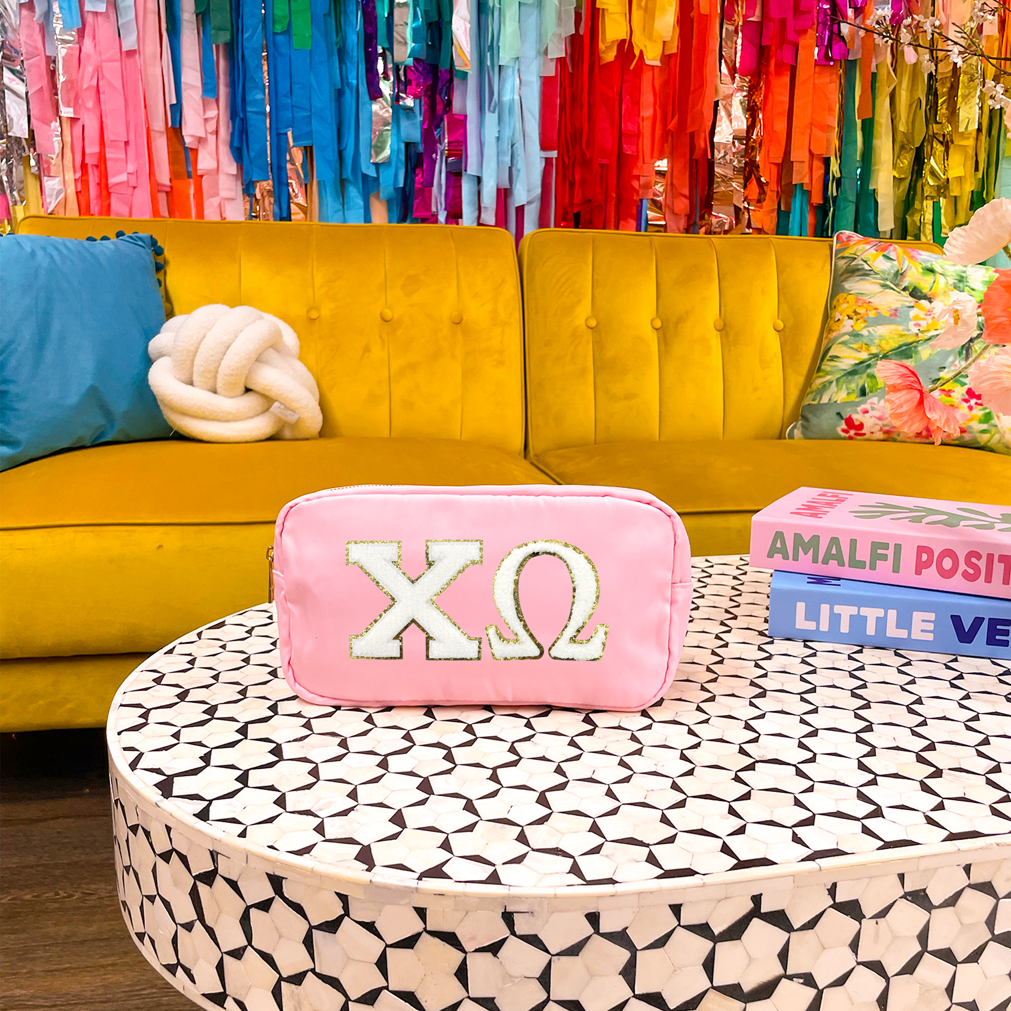 The Crafty Engineer - Wholesale Makeup/Cosmetic Bag - Sorority Nylon Glitter Greek Letter Patch Travel Bag6