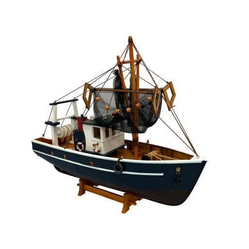 Blå Havn Trawlerbåd Med Fiskegarn Redningskranse -131 for engroshandel hos International Gifts Ltd.