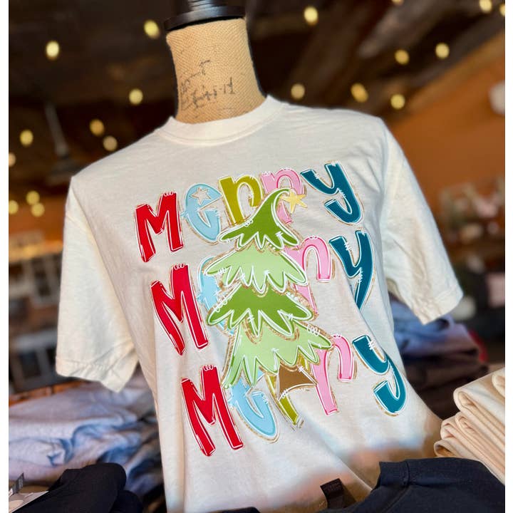 Merry Tree Christmas Graphic T-shirt for wholesale by Rebellious Rose LLC