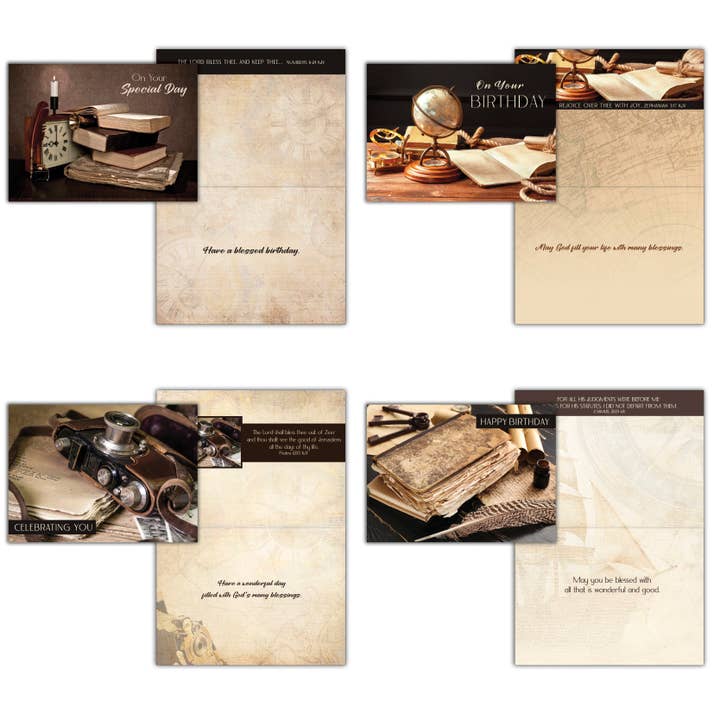 Crown Point Graphics - Wholesale Birthday Card - Vintage Blessings - Box of 12 Assorted Birthday Cards