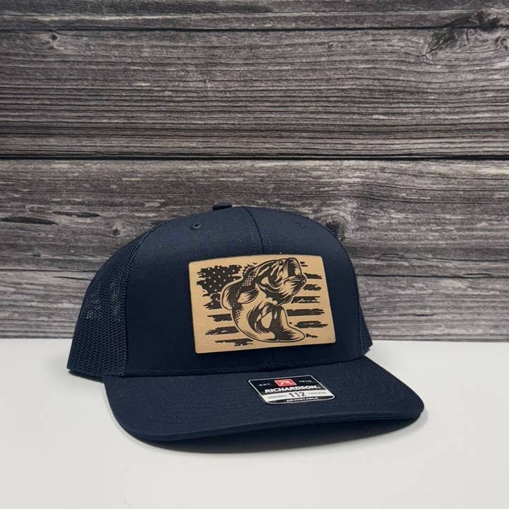 Distressed Flag Bass Leather Patch Hat – 208Tees for wholesale by 208T2.0