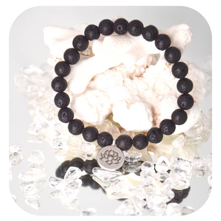 Lava Armband mit Lotusanhänger 8mm für den Großhandel von MalaSariLove e.U.