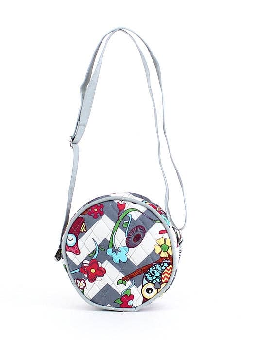 OW001 Quilted Circle Owl Print Crossbody Bag for wholesale by MiMi Wholesale
