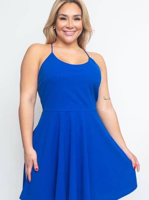 Plus Size Mini Dress Crossed Back W-Lining (CD21144P) for wholesale by Wholesale Fashion Couture