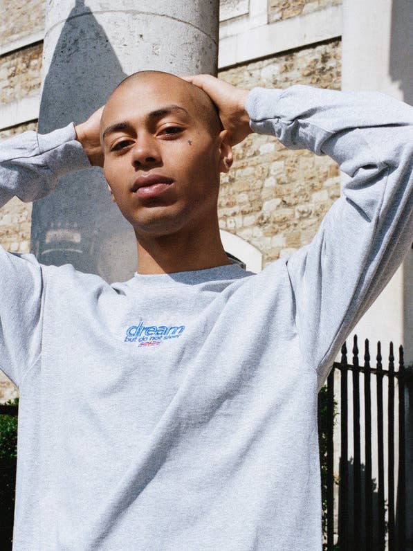 Långärmad T-shirt i Heather Grey med Broderad Logo för wholesale av Dream But Do Not Sleep