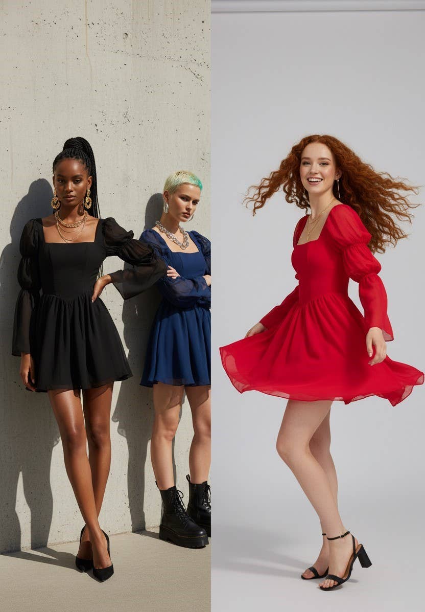 One and Only Collective - Wholesale Dress - Women's - CHIFFON SLEEVE MINI DRESS / BR0196D10