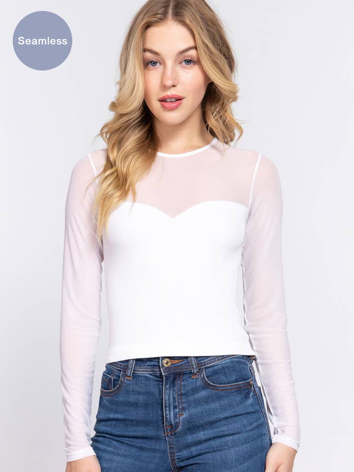 42POPS – wholesale Stickad topp - Dam – ....Mesh Kombinationssömlös Topp SI-249497