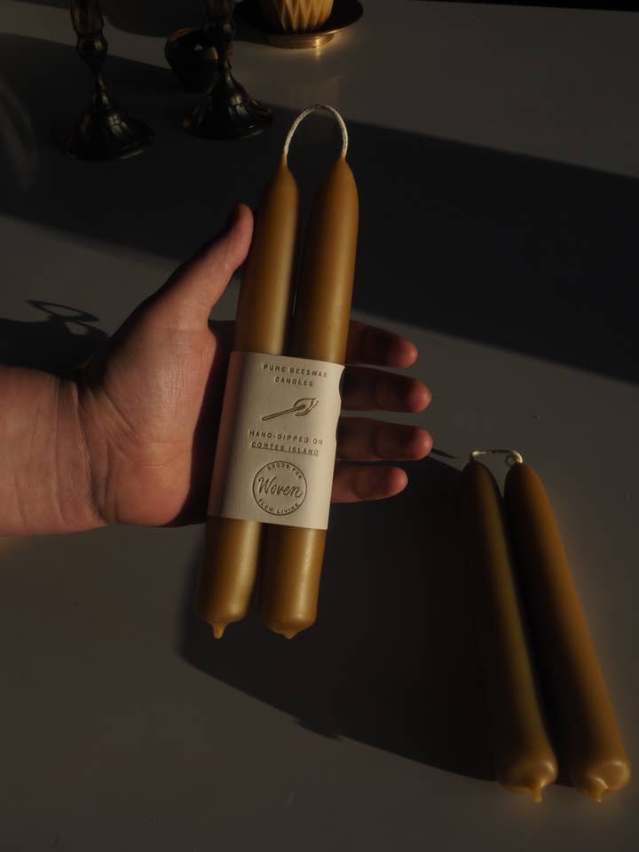 Beeswax Shorty Tapers for wholesale by Woven