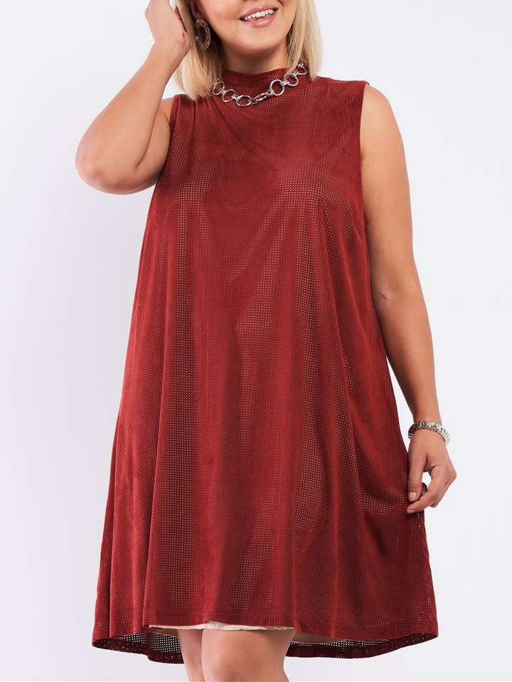 Plus Size Rust And Nude Illusion High Neck Swing Dress and other Purchase Wholesale plus size dresses. Free Returns & Net 60 Terms on Faire trending on Faire.