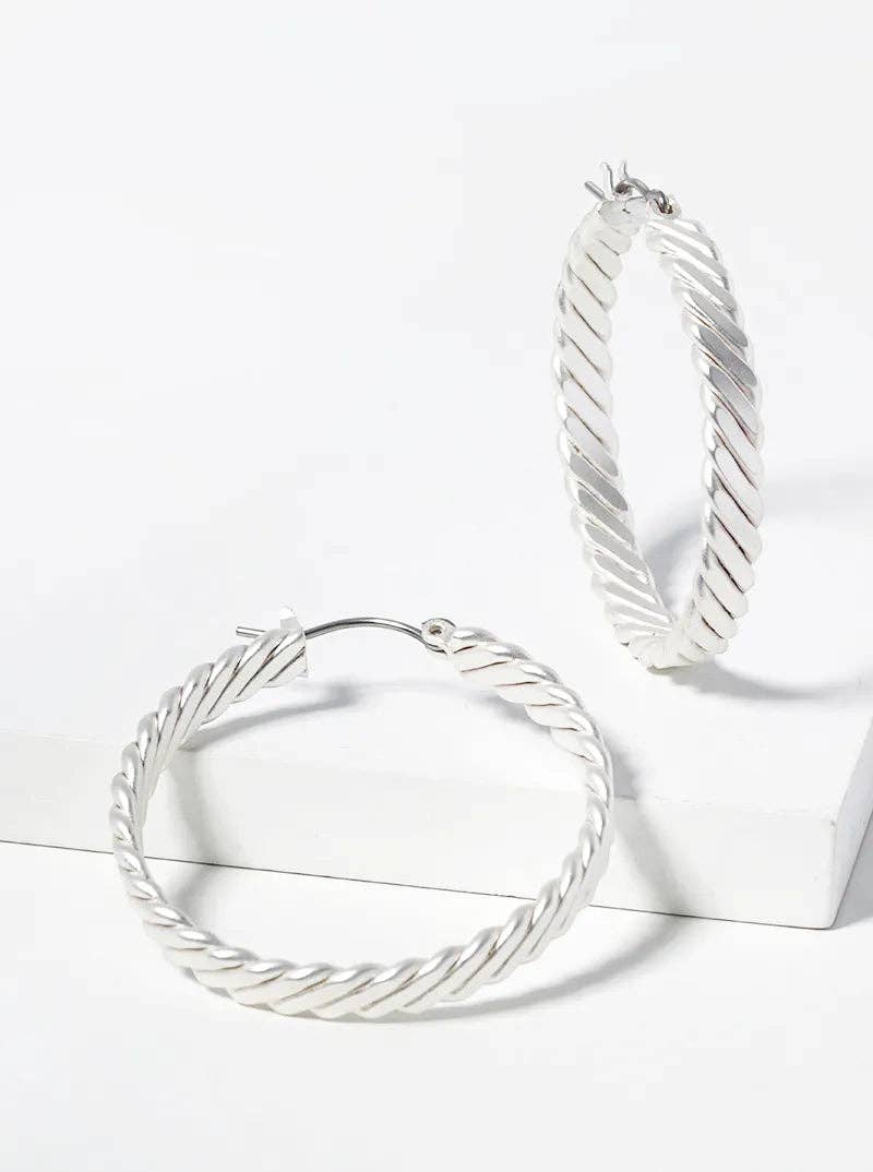Wild Honey - Wholesale Hoop Earrings - Twisted Metal 35mm Latch Back Hoop Earrings0